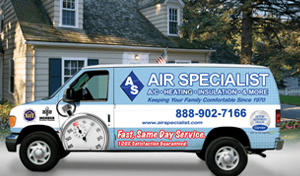 Air Specialist service van at a Houston home