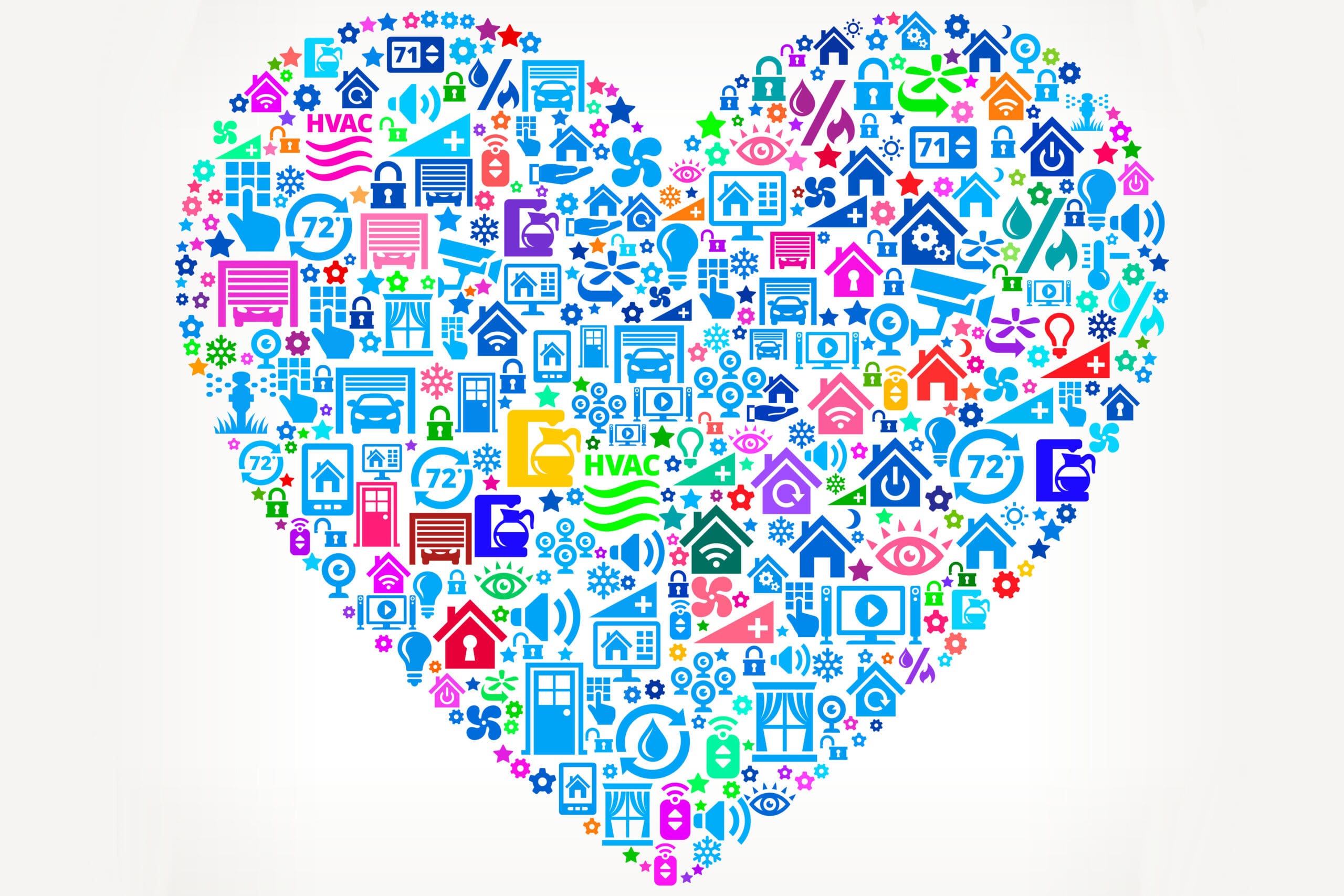 A heart made up of many home related icons